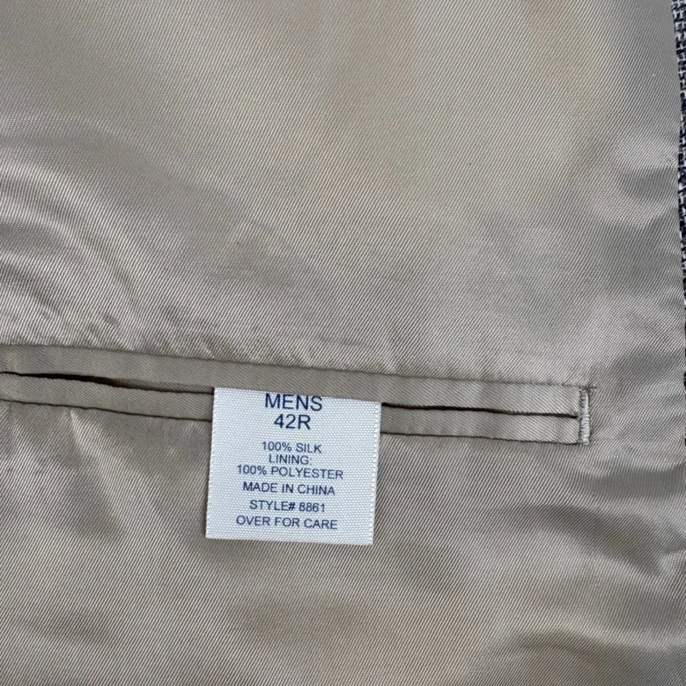 TravelSmith Blazer Mens 42R Brown 100% Silk Two Button Textured Sport Coat 8861